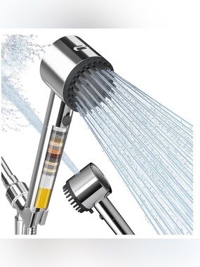Ion Drops Filtered Shower Head with handheld, high pressure 4+1 spray mode